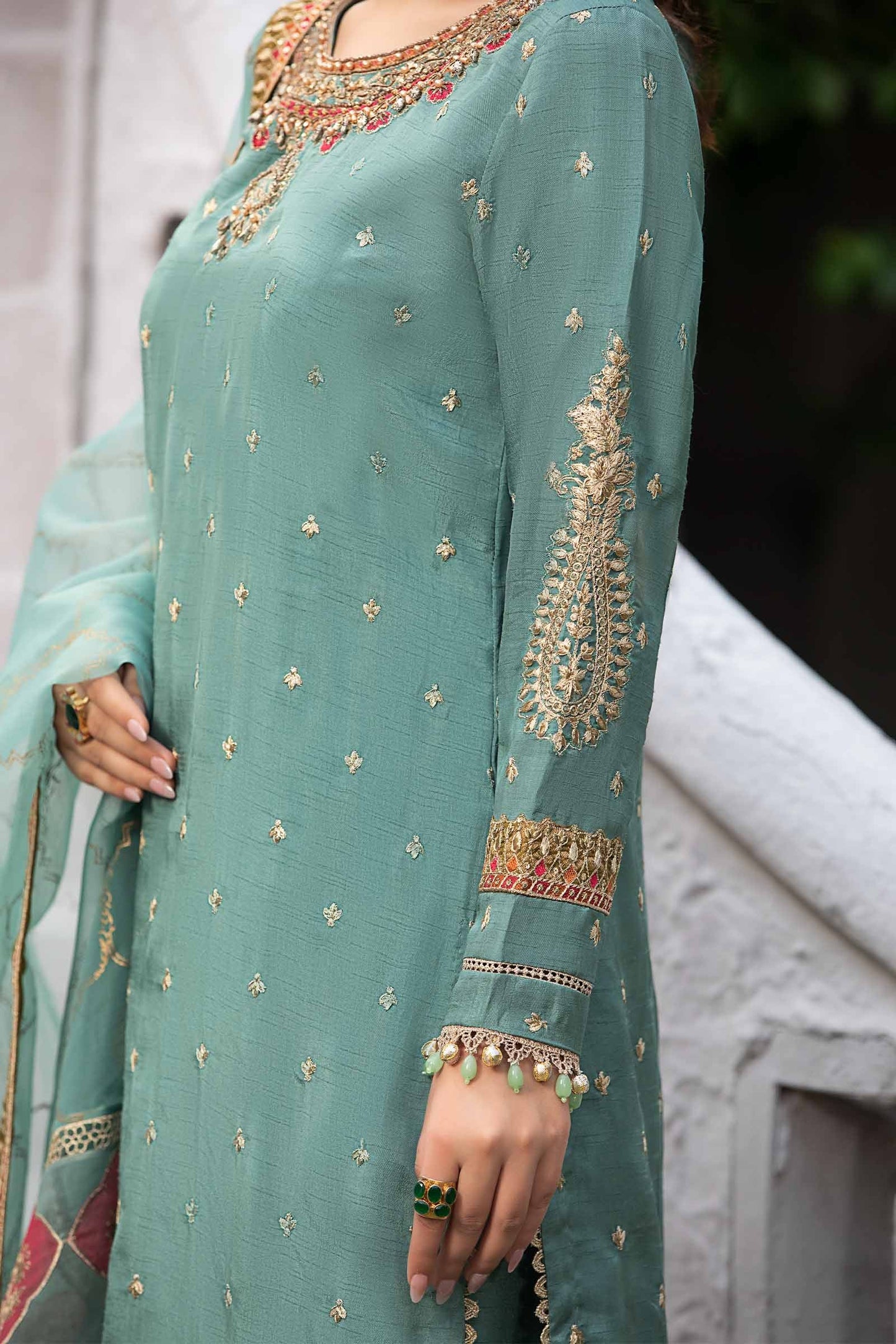 Maria B | Luxury Formals | SF-EA23-18R1-Ferozi - Formal Dress - available at Maria Faisal in UK and USA.