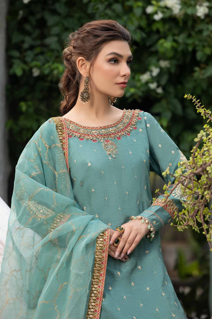 Maria B | Luxury Formals | SF-EA23-18R1-Ferozi - Formal Dress - available at Maria Faisal in UK and USA.