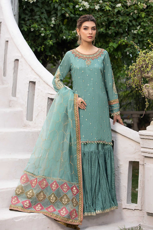 Maria B | Luxury Formals | SF-EA23-18R1-Ferozi - Formal Dress - available at Maria Faisal in UK and USA.
