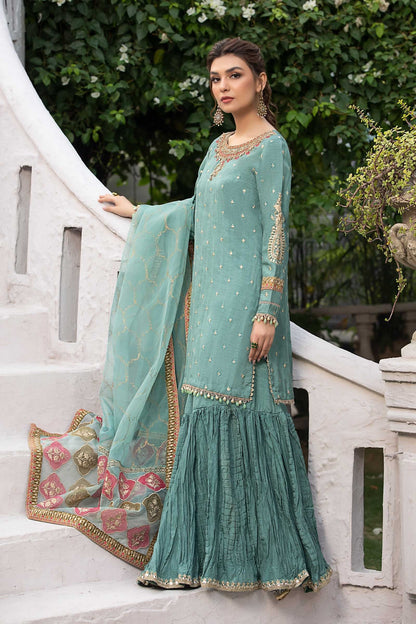 Maria B | Luxury Formals | SF-EA23-18R1-Ferozi - Formal Dress - available at Maria Faisal in UK and USA.