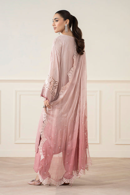 Maria B | Pre Fall Dresses | 3 Piece Embroidered Chiffon Suit Pink - Ladies Clothes - Maria Faisal