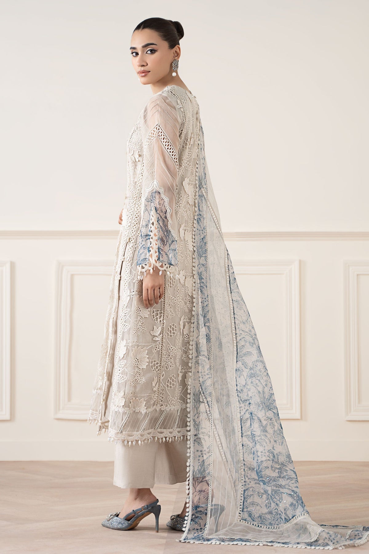 Maria B | Luxury Formals Pre Fall | SF-EA25-05R1-Off White - Formal Dress - available at Maria Faisal in UK and USA.