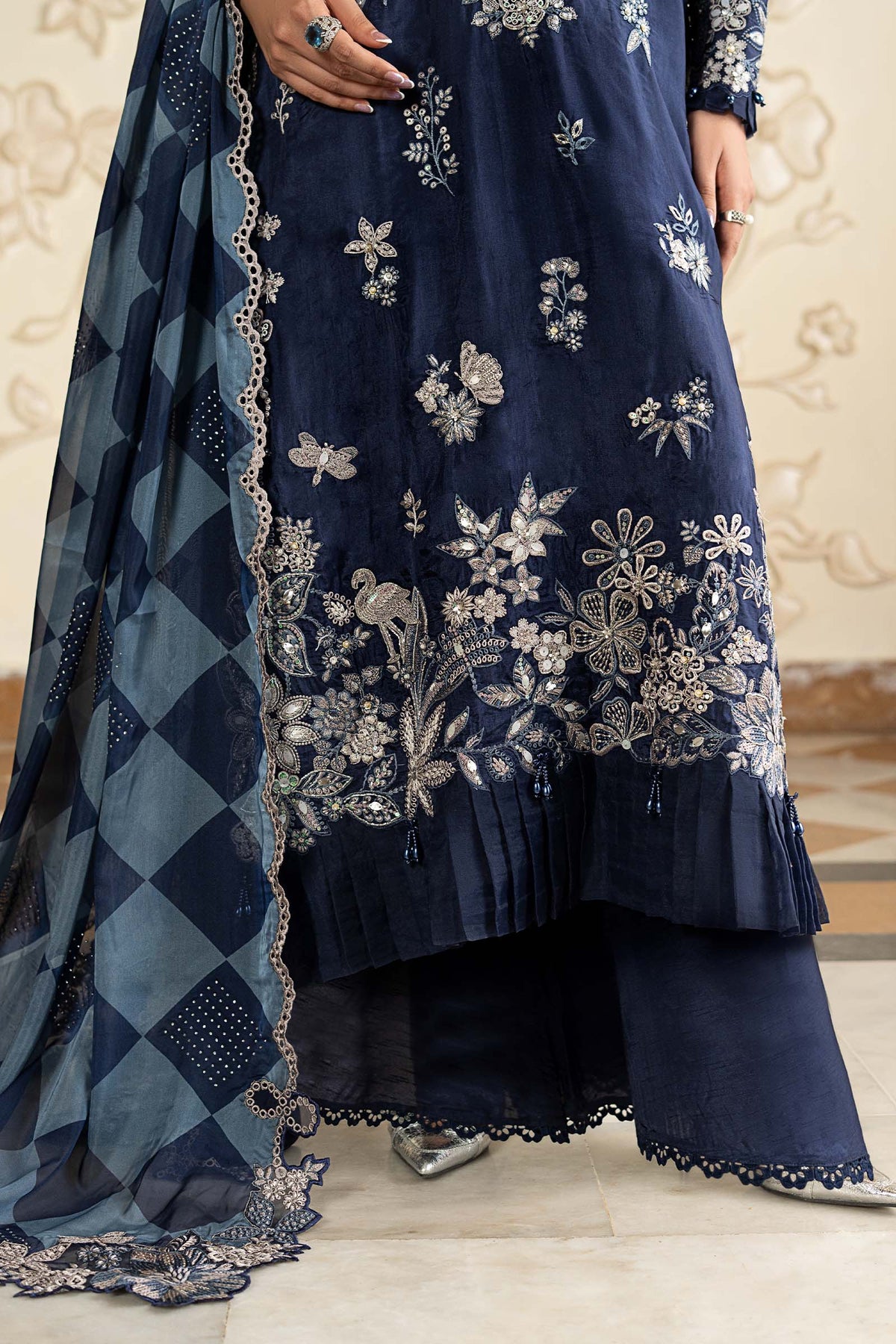 Maria B | Luxury Formals Pre Fall | SF-EA26-12-Blue - Formal Dress - available at Maria Faisal in UK and USA.