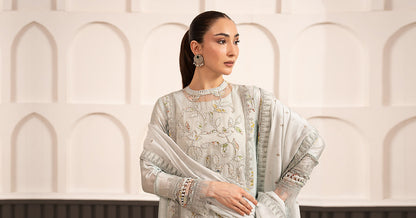 Maria B | Luxury Formals Pre Fall | SF-EA26-24-Ice Blue - Formal Dress - available at Maria Faisal in UK and USA.