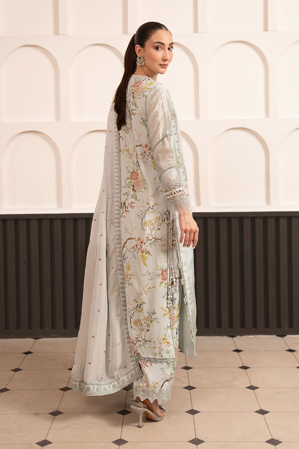 Maria B | Luxury Formals Pre Fall | SF-EA26-24-Ice Blue - Formal Dress - available at Maria Faisal in UK and USA.