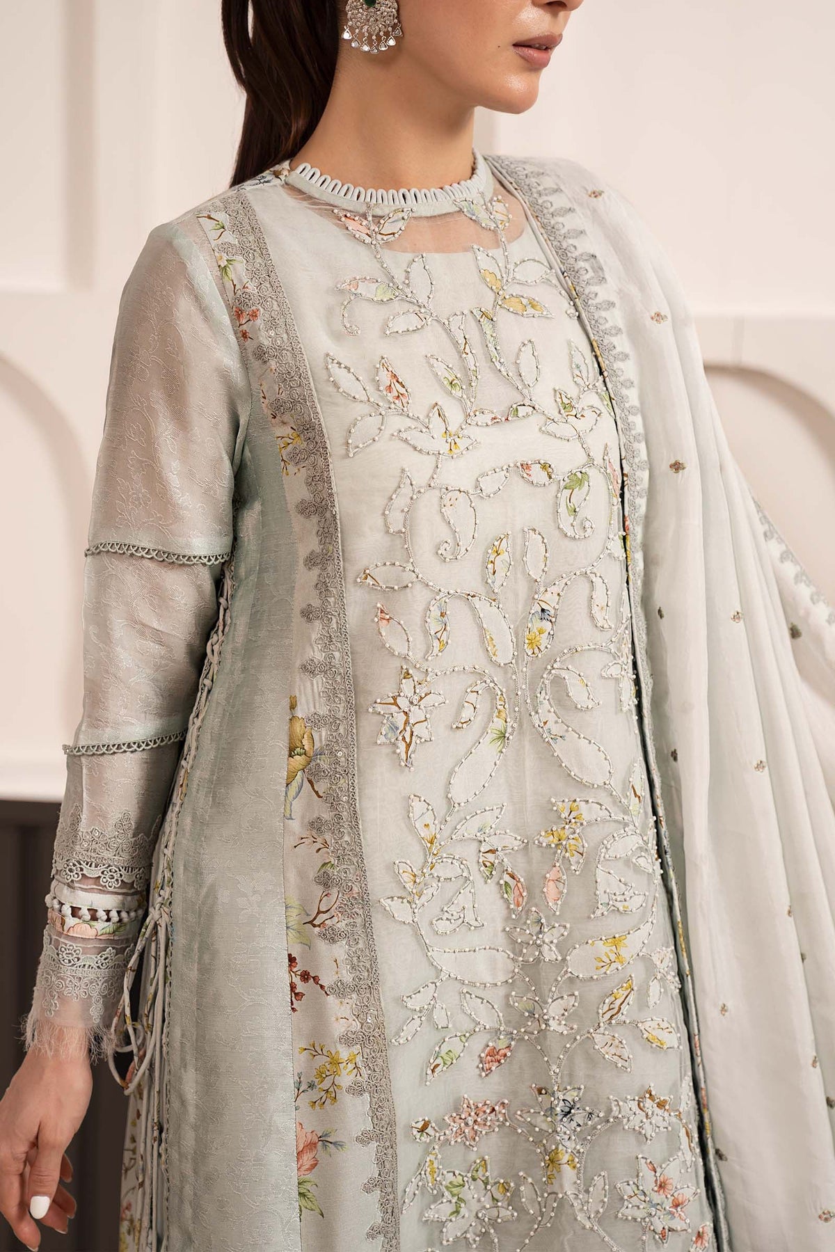 Maria B | Luxury Formals Pre Fall | SF-EA26-24-Ice Blue - Formal Dress - available at Maria Faisal in UK and USA.