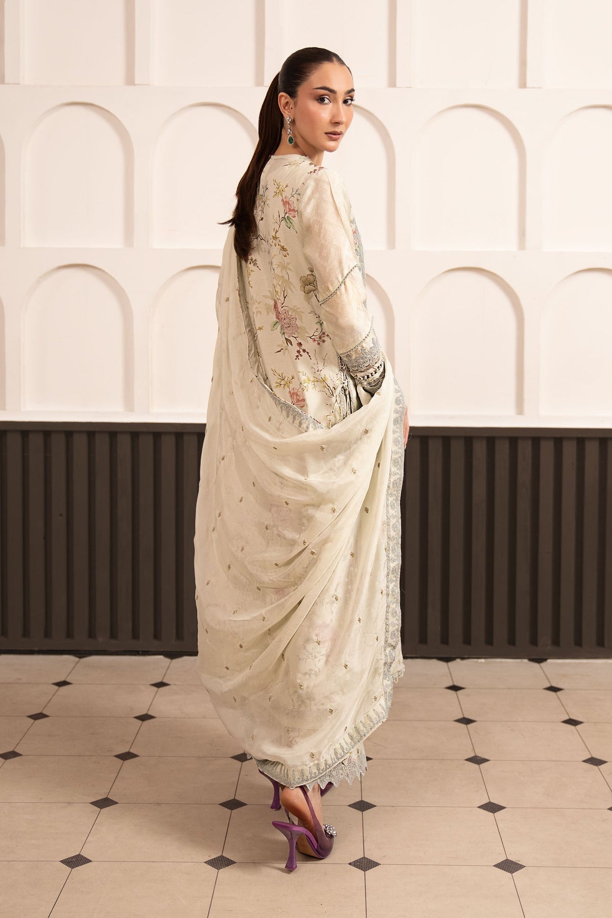 Maria B | Luxury Formals Pre Fall | SF-EA26-24-Light Yellow - Formal Dress - available at Maria Faisal in UK and USA.