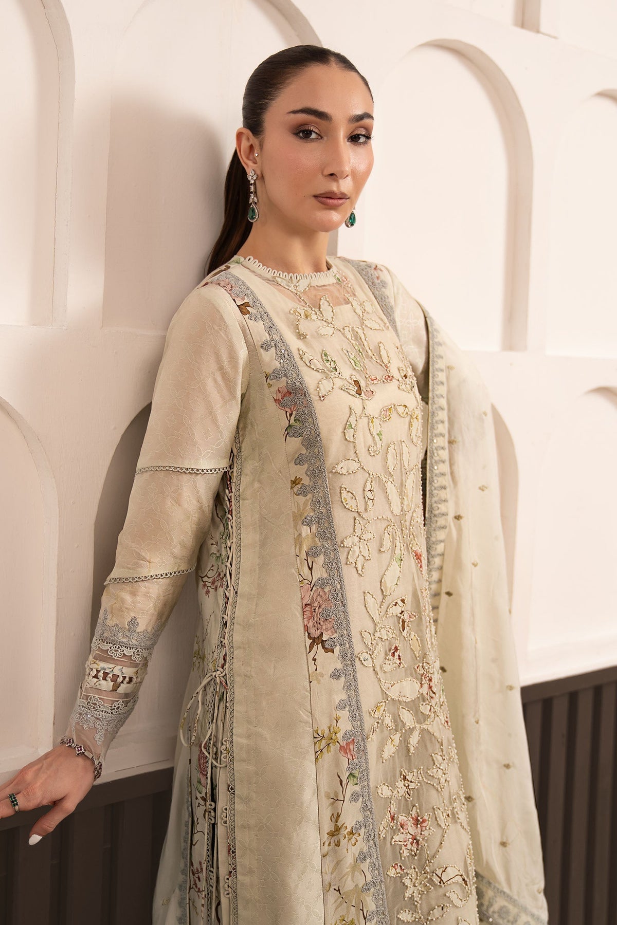 Maria B | Luxury Formals Pre Fall | SF-EA26-24-Light Yellow - Formal Dress - available at Maria Faisal in UK and USA.