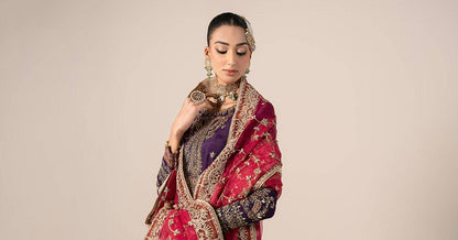 Maira B | Ready to Wear | SF-EF25-02 Purple by Maria Faisal - Registered Vendor of : Maria B - type : Wedding Dress - 100% original wedding dresses