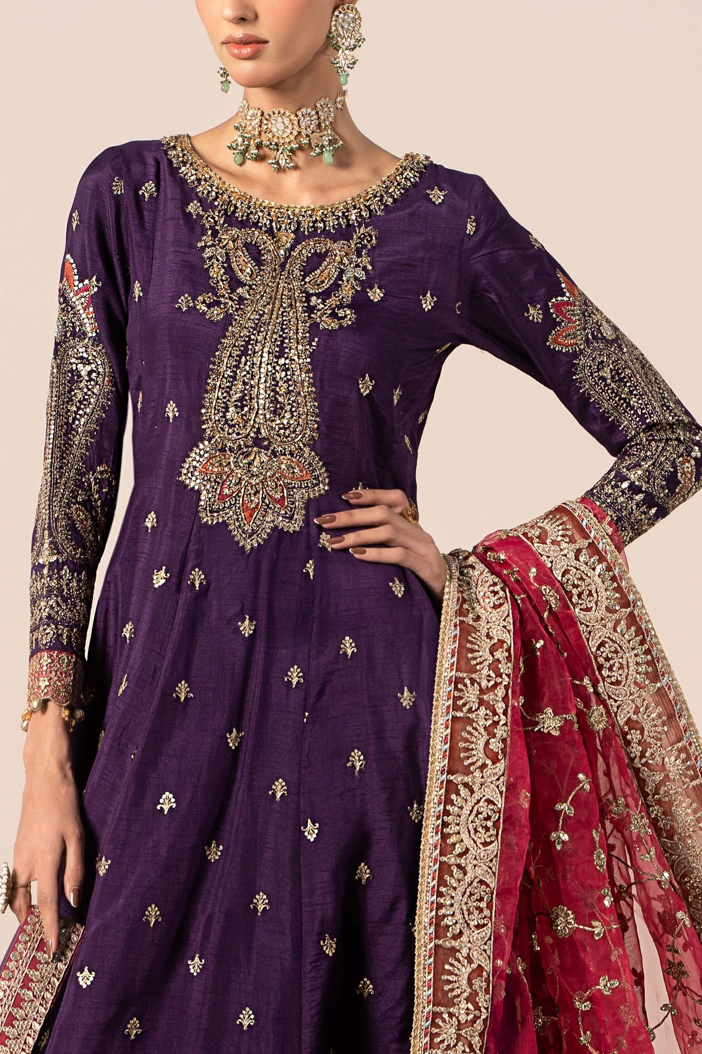 Maira B | Ready to Wear | SF-EF25-02 Purple by Maria Faisal - Registered Vendor of : Maria B - type : Wedding Dress - 100% original wedding dresses