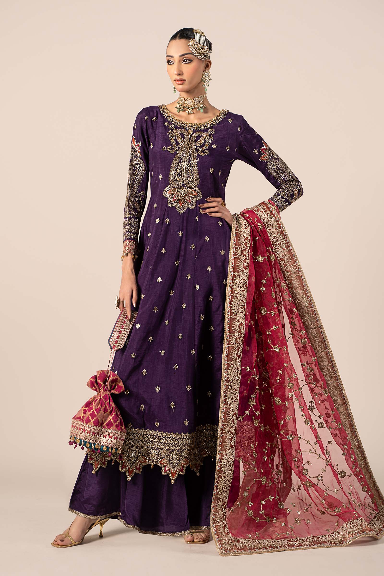 Maira B | Ready to Wear | SF-EF25-02 Purple by Maria Faisal - Registered Vendor of : Maria B - type : Wedding Dress - 100% original wedding dresses