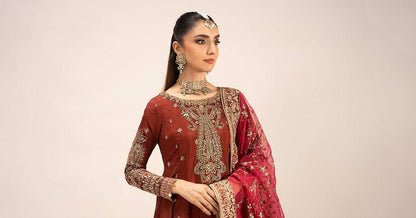 Maira B | Ready to Wear | SF-EF25-02 Rust by Maria Faisal - Registered Vendor of : Maria B - type : Wedding Dress - 100% original wedding dresses