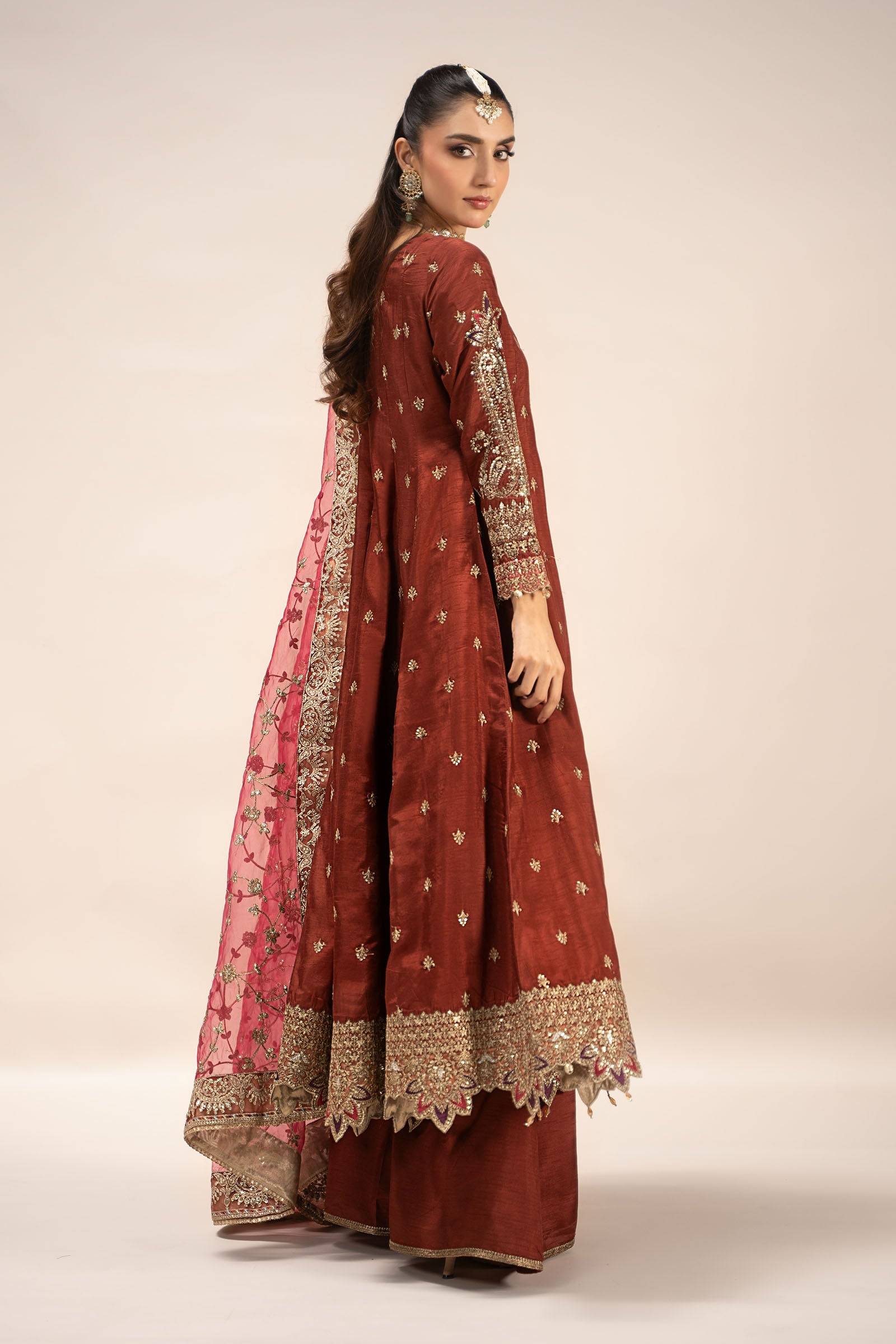 Maira B | Ready to Wear | SF-EF25-02 Rust by Maria Faisal - Registered Vendor of : Maria B - type : Wedding Dress - 100% original wedding dresses