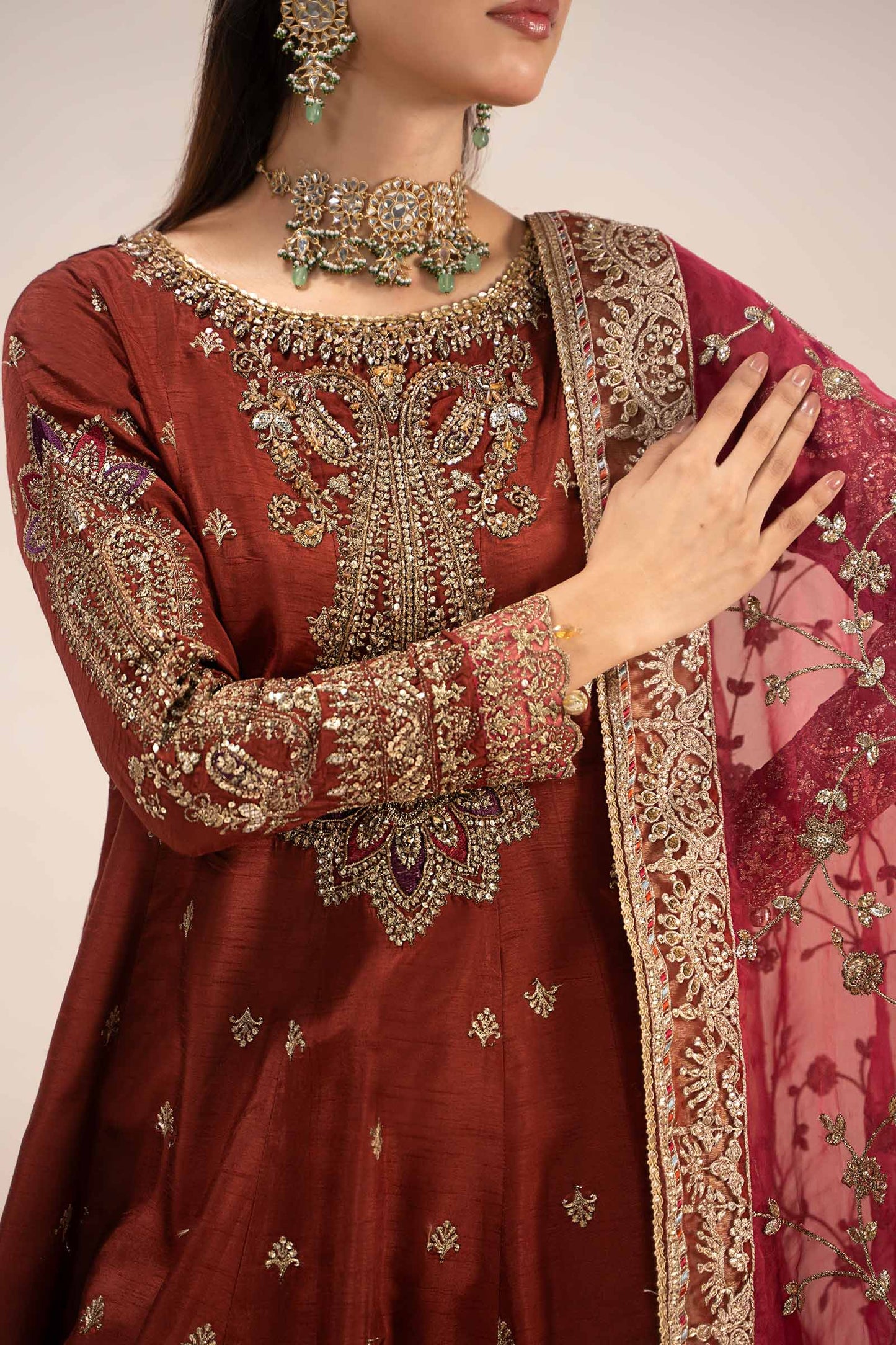 Maira B | Ready to Wear | SF-EF25-02 Rust by Maria Faisal - Registered Vendor of : Maria B - type : Wedding Dress - 100% original wedding dresses