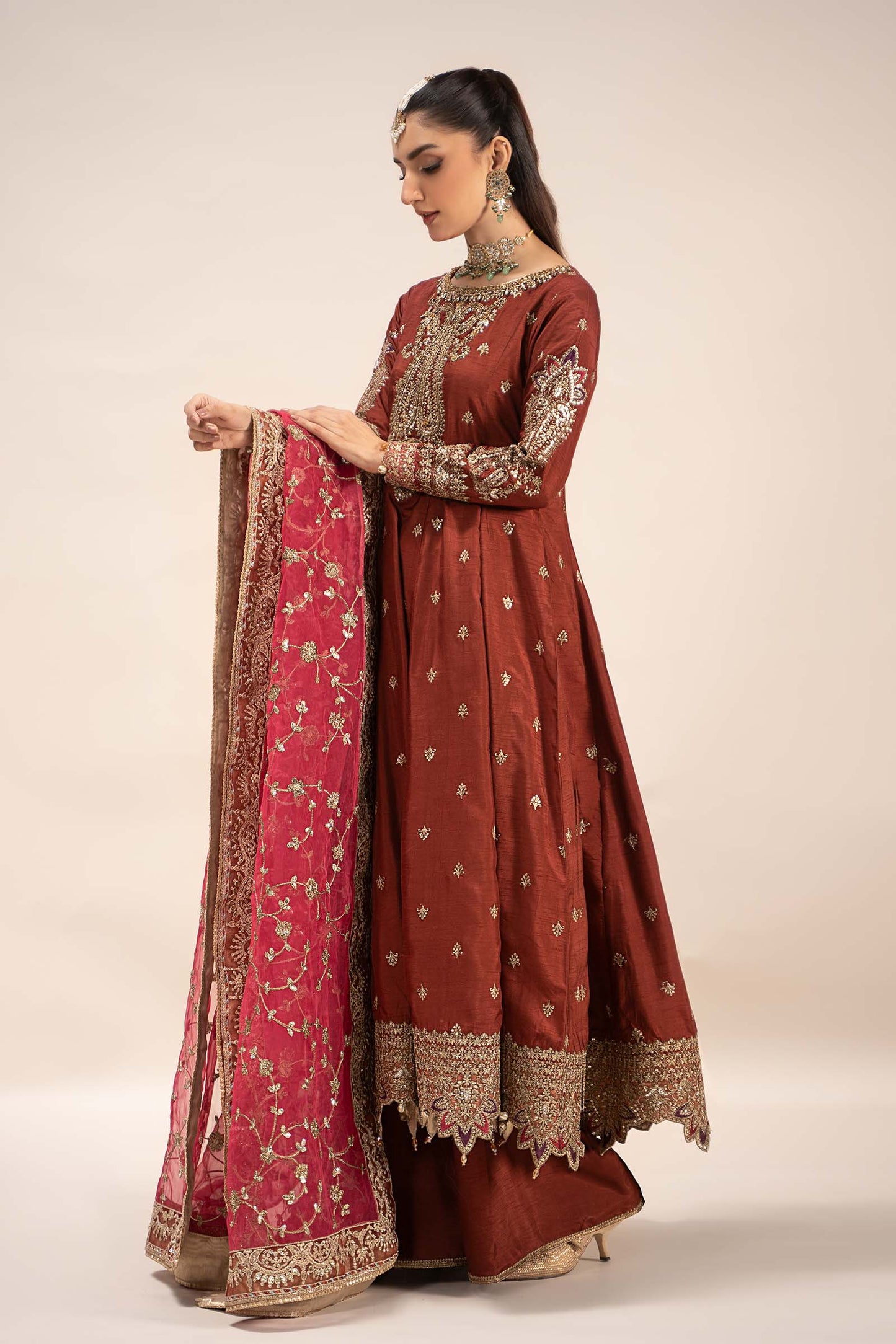 Maira B | Ready to Wear | SF-EF25-02 Rust by Maria Faisal - Registered Vendor of : Maria B - type : Wedding Dress - 100% original wedding dresses