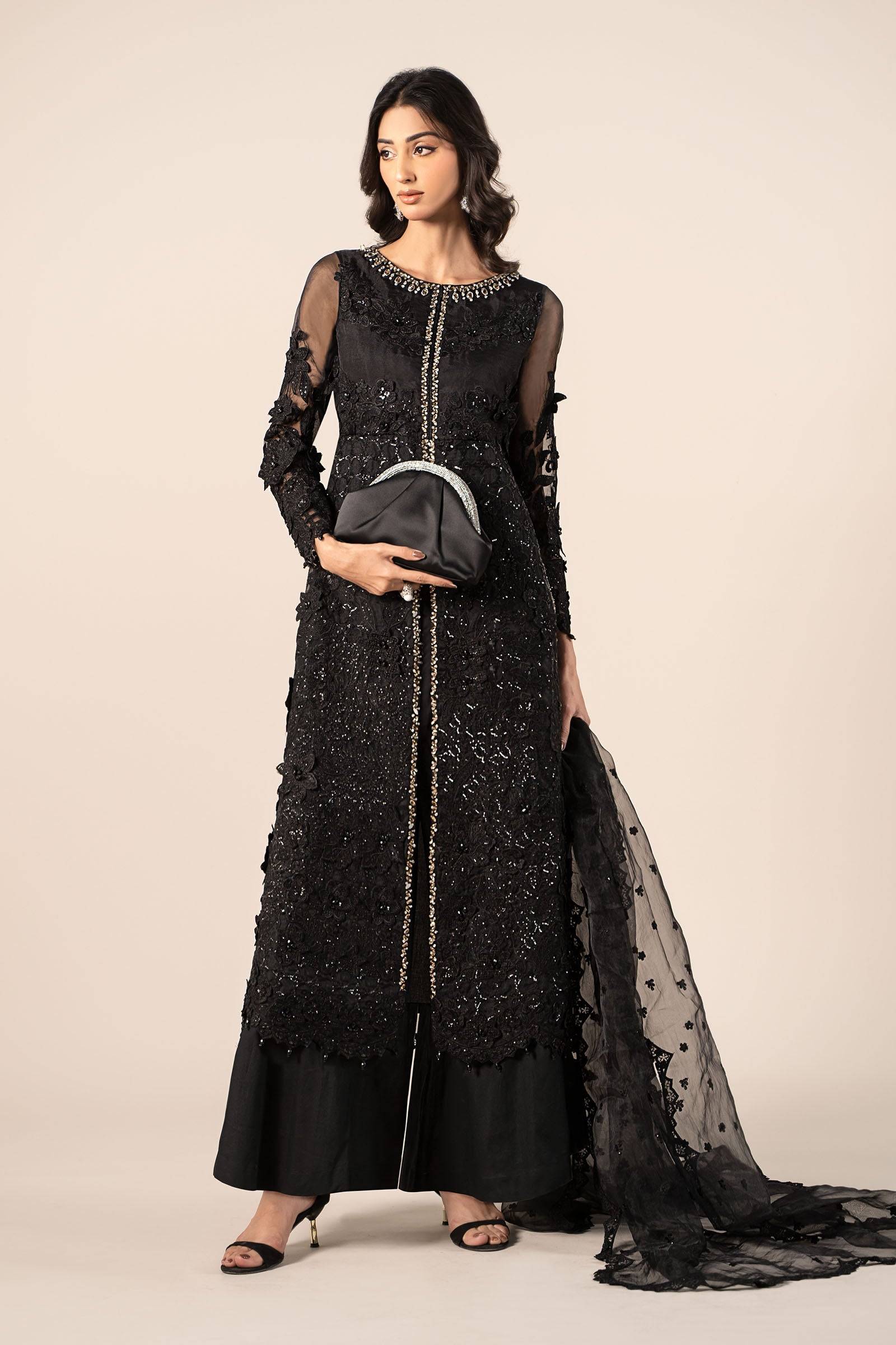 Maira B | Ready to Wear | SF-EF25-04 Black by Maria Faisal - Registered Vendor of : Maria B - type : Wedding Dress - 100% original wedding dresses