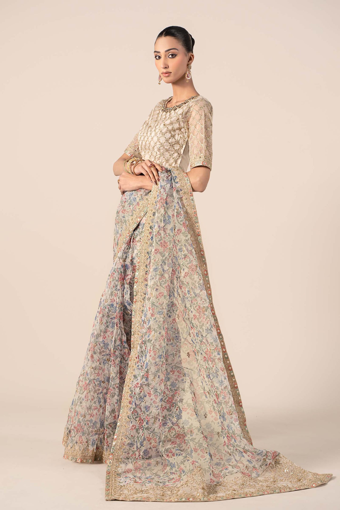 Maira B | Ready to Wear | SF-EF25-08 Beige by Maria Faisal - Registered Vendor of : Maria B - type : Wedding Dress - 100% original wedding dresses