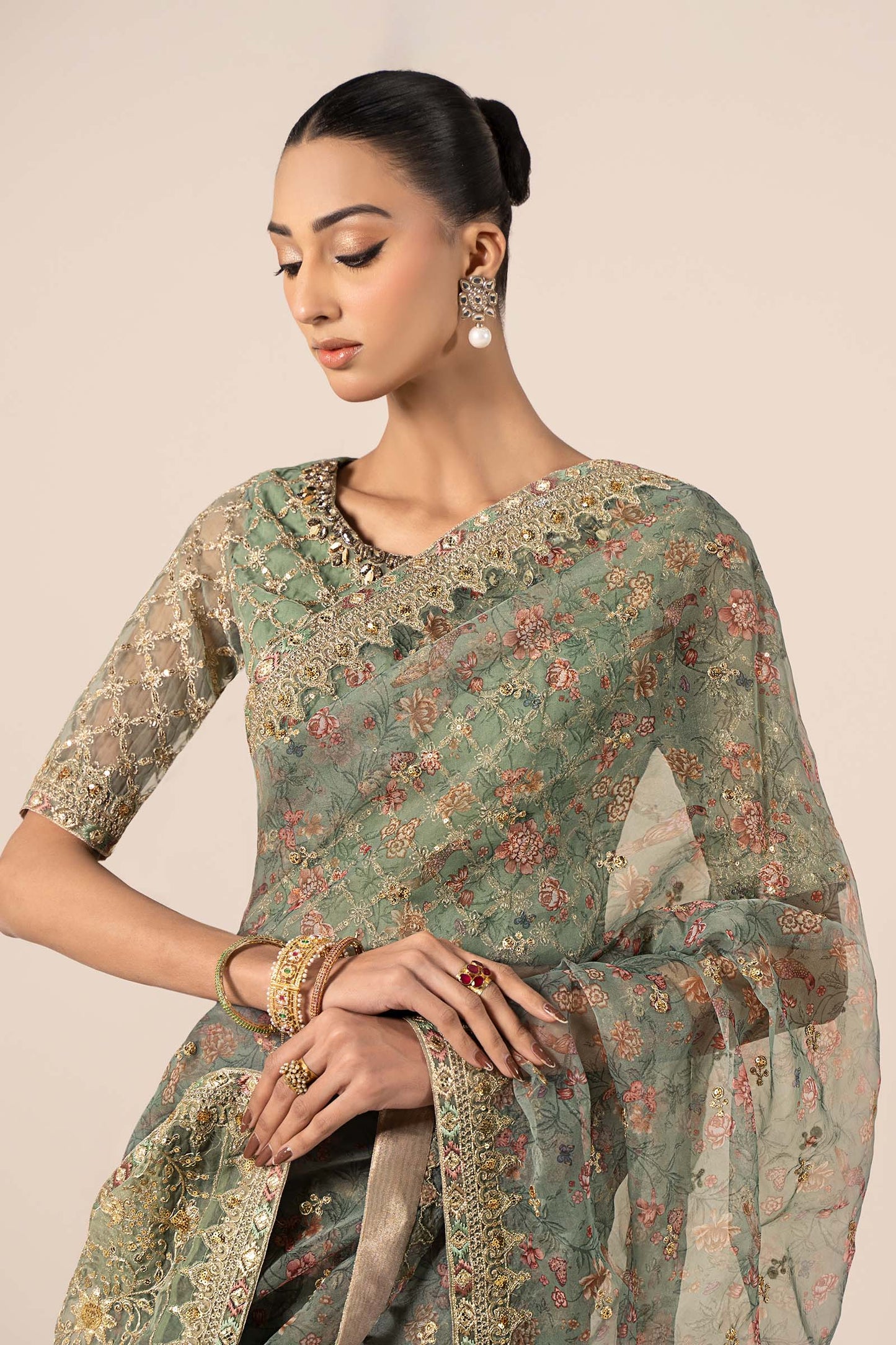 Maira B | Ready to Wear | SF-EF25-08 Green by Maria Faisal - Registered Vendor of : Maria B - type : Wedding Dress - 100% original wedding dresses