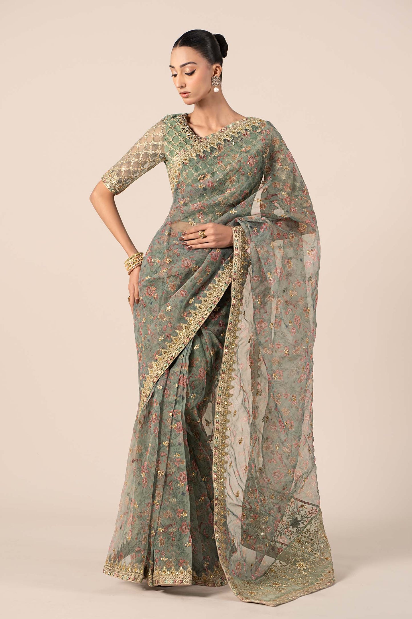 Maira B | Ready to Wear | SF-EF25-08 Green by Maria Faisal - Registered Vendor of : Maria B - type : Wedding Dress - 100% original wedding dresses