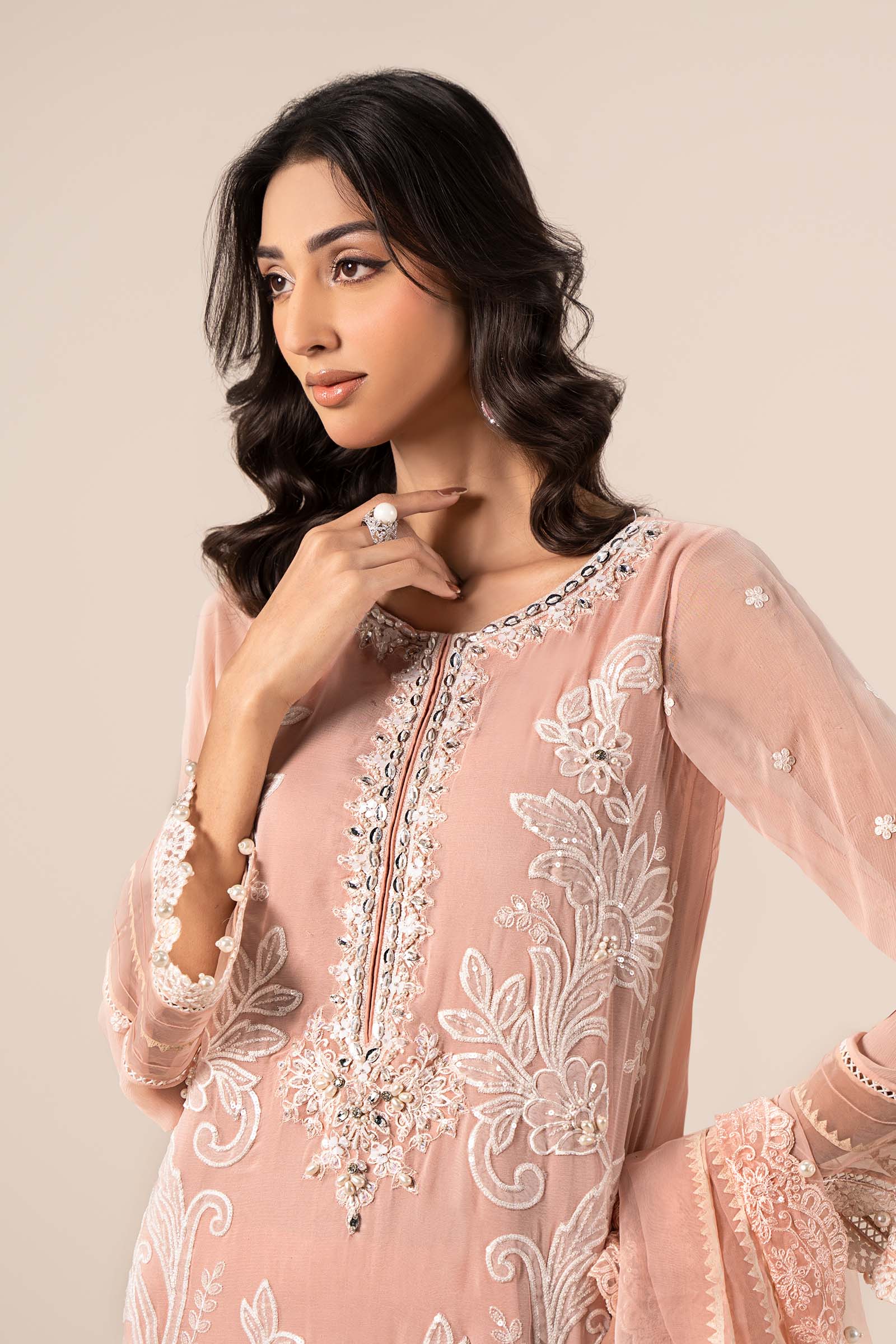 Maira B | Ready to Wear | SF-EF25-34 Peach by Maria Faisal - Registered Vendor of : Maria B - type : Wedding Dress - 100% original wedding dresses