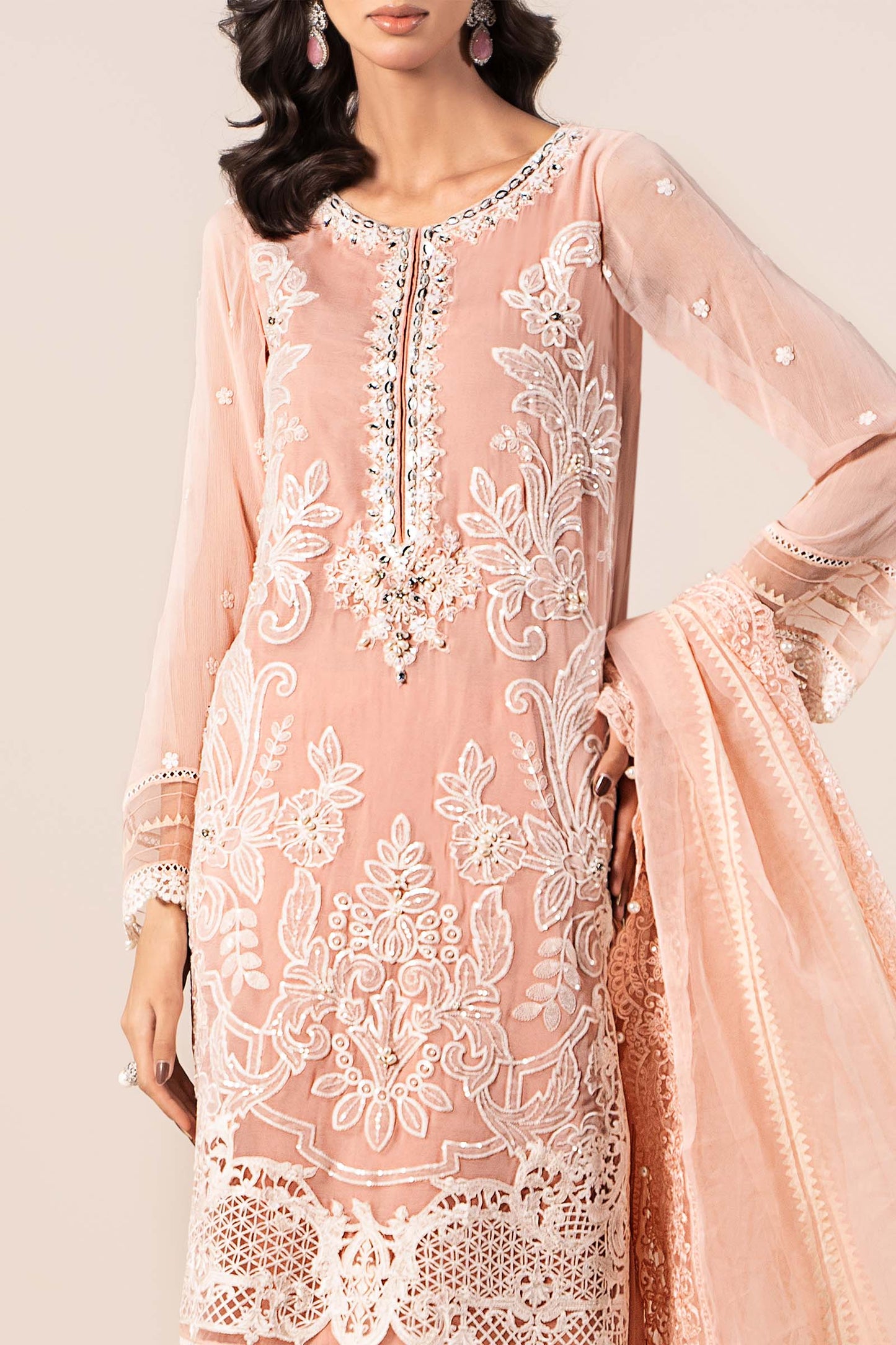 Maira B | Ready to Wear | SF-EF25-34 Peach by Maria Faisal - Registered Vendor of : Maria B - type : Wedding Dress - 100% original wedding dresses