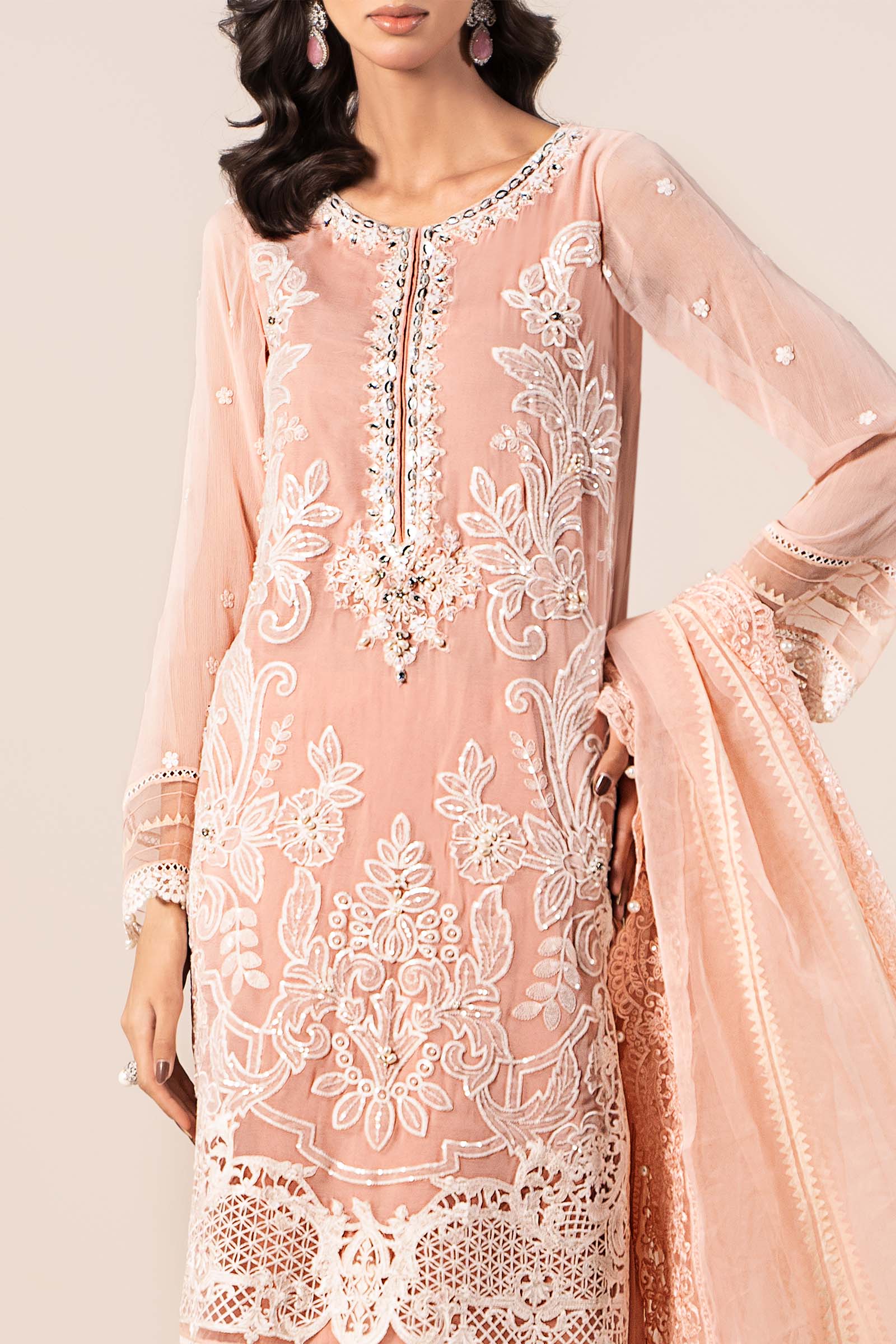 Maira B | Ready to Wear | SF-EF25-34 Peach by Maria Faisal - Registered Vendor of : Maria B - type : Wedding Dress - 100% original wedding dresses