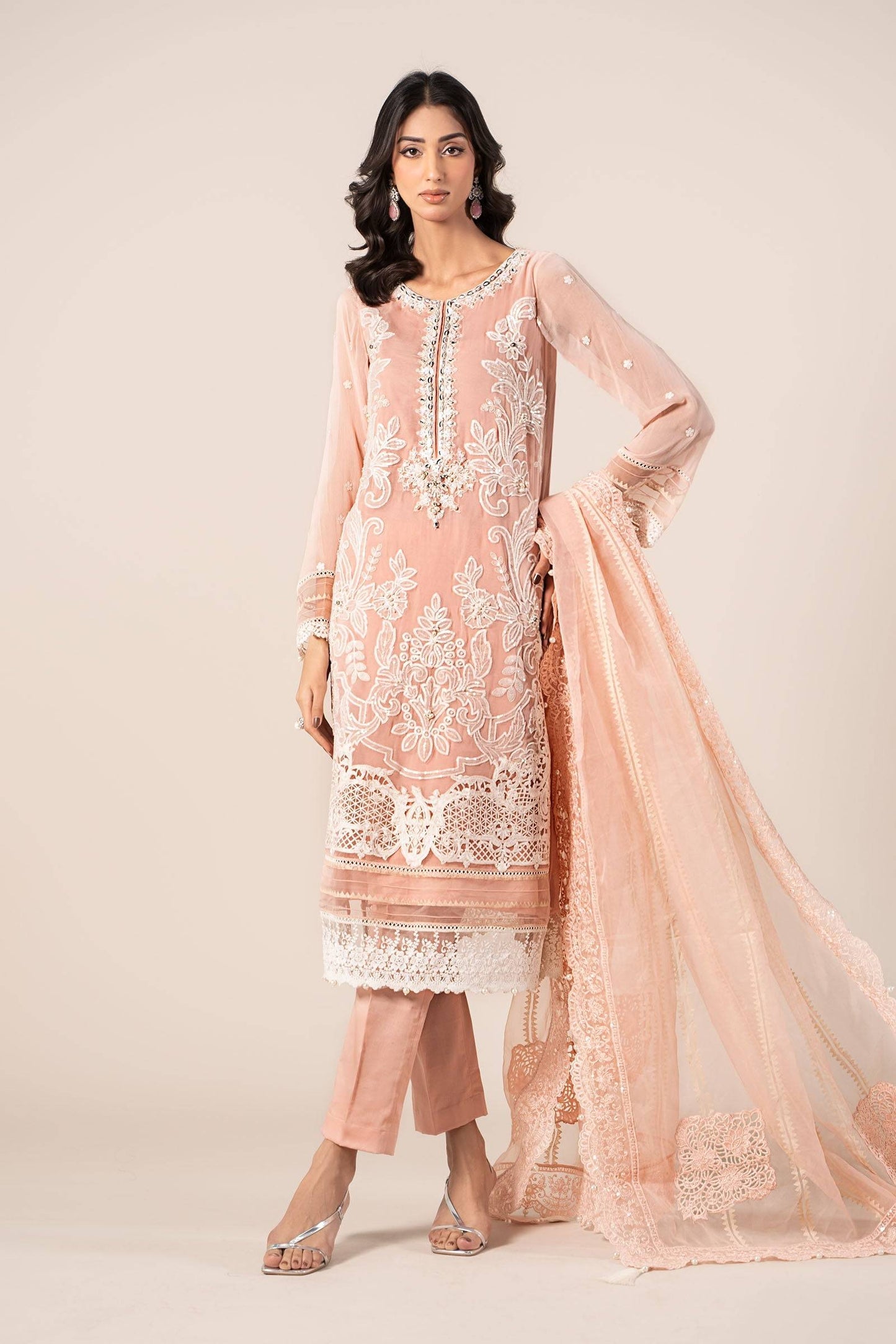 Maira B | Ready to Wear | SF-EF25-34 Peach by Maria Faisal - Registered Vendor of : Maria B - type : Wedding Dress - 100% original wedding dresses