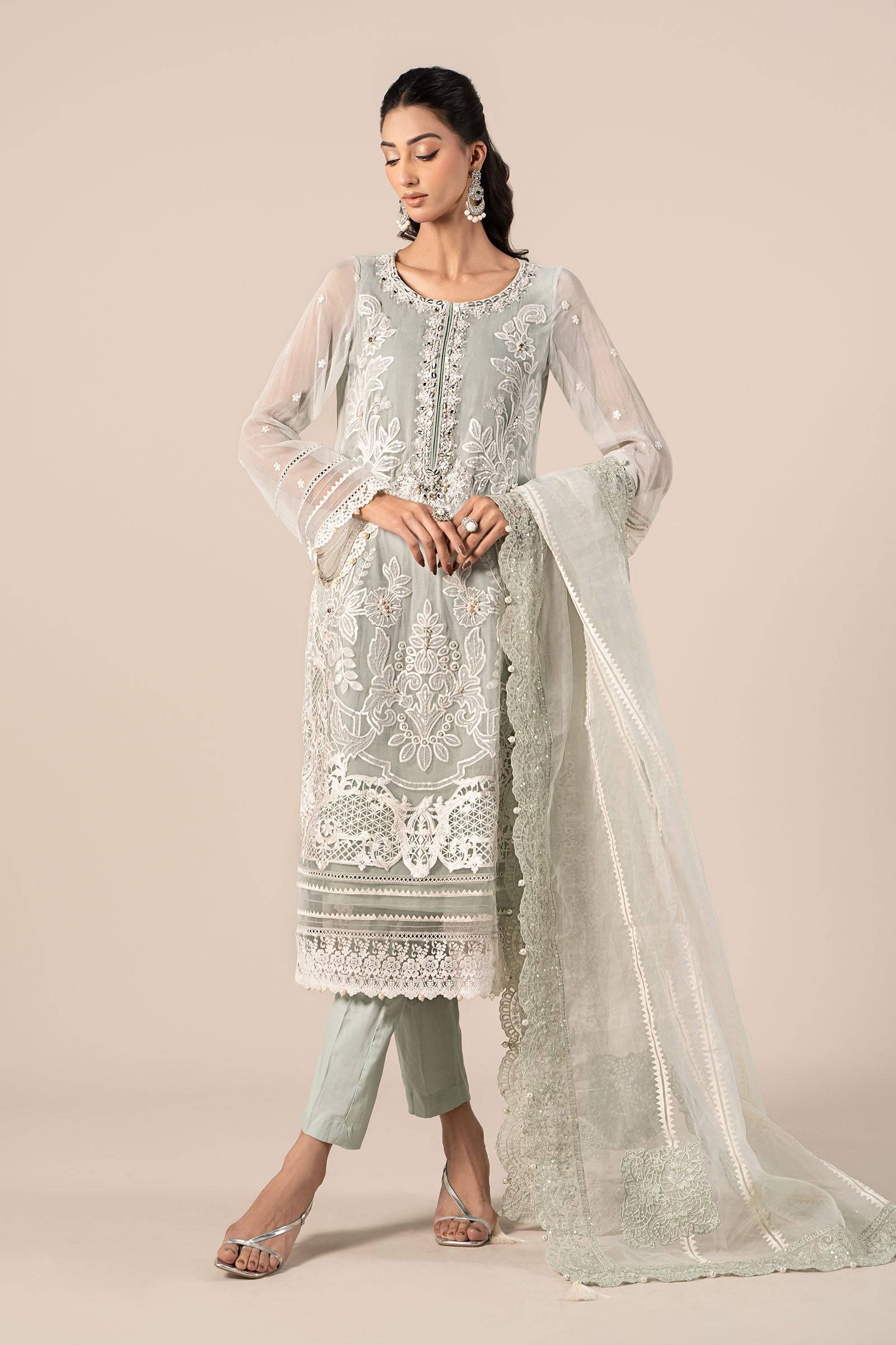 Maira B | Ready to Wear | SF-EF25-34 Ice Blue by Maria Faisal - Registered Vendor of : Maria B - type : Wedding Dress - 100% original wedding dresses