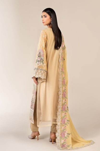 Maria B | Pre Fall Dresses | 3 Piece Embroidered Chiffon Suit Yellow - Ladies Clothes - Maria Faisal
