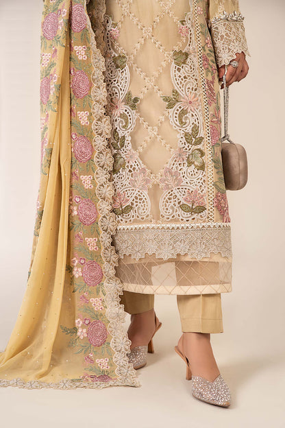 Maria B | Pre Fall Dresses | 3 Piece Embroidered Chiffon Suit Yellow - Ladies Clothes - Maria Faisal
