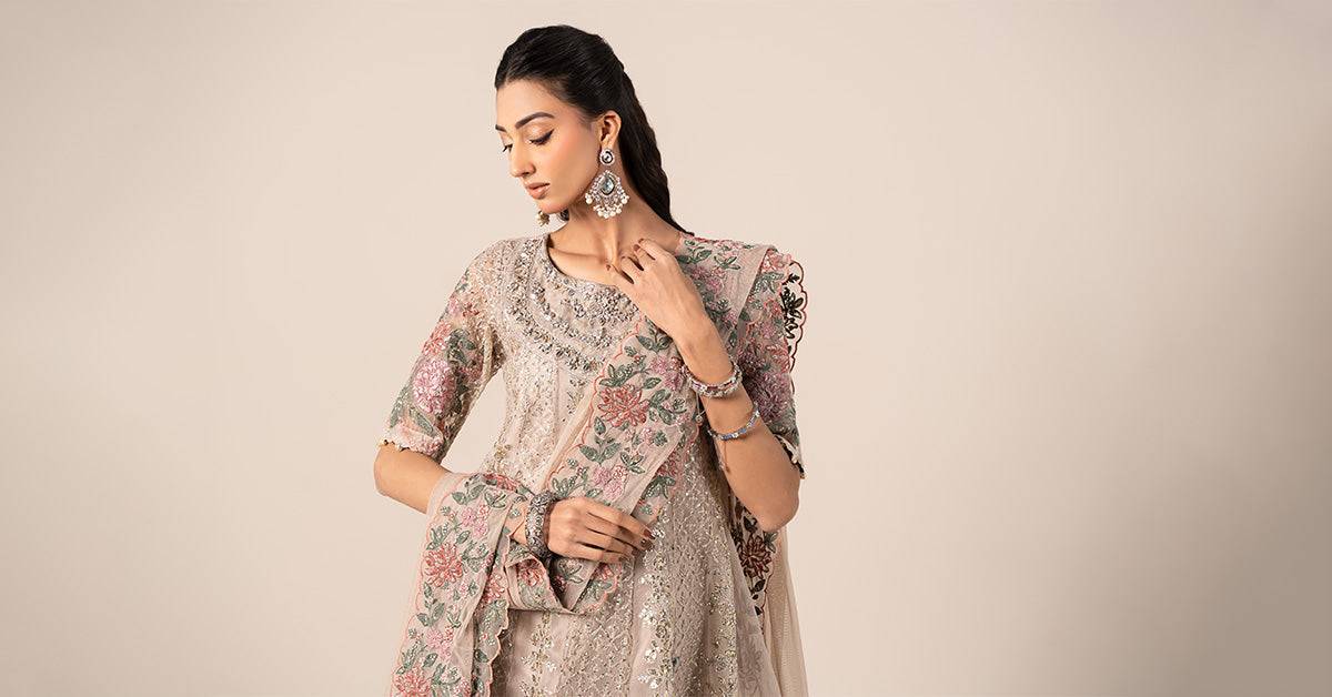 Maira B | Ready to Wear | SF-EF25-42 Grey by Maria Faisal - Registered Vendor of : Maria B - type : Wedding Dress - 100% original wedding dresses