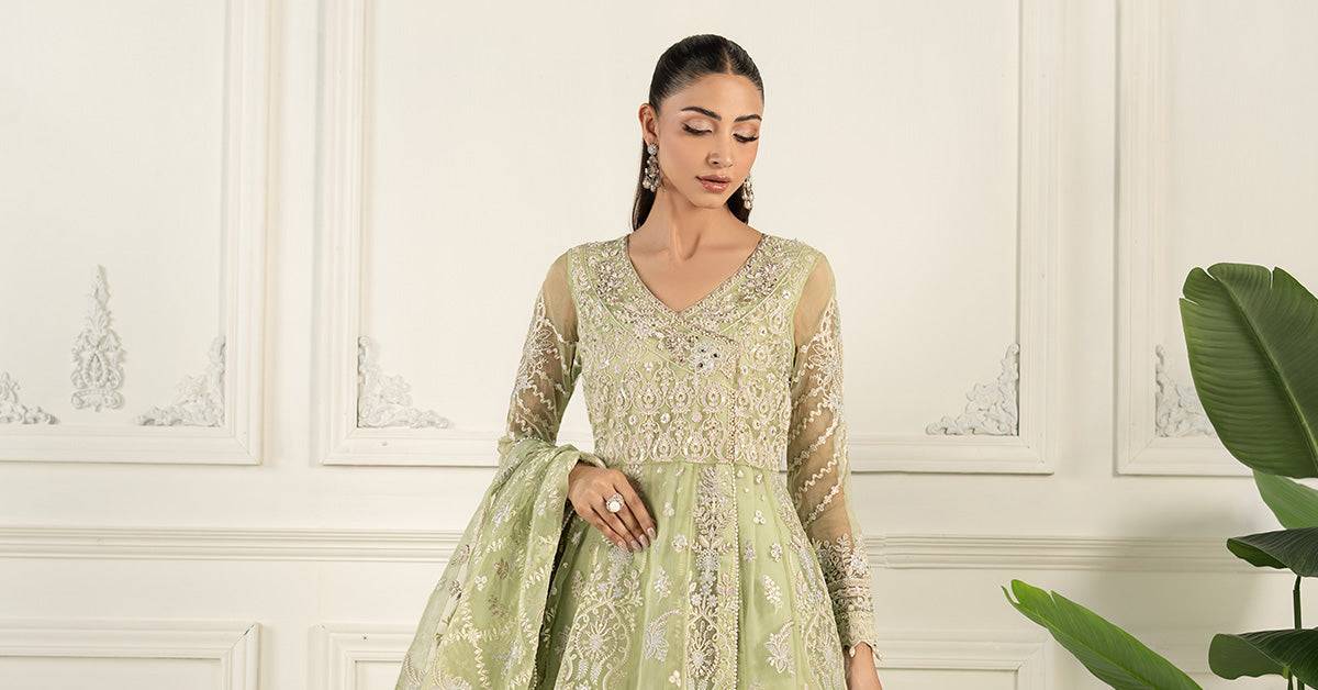 Maira B | Ready to Wear | SF-EF25-44 Mint Green by Maria Faisal - Registered Vendor of : Maria B - type : Wedding Dress - 100% original wedding dresses