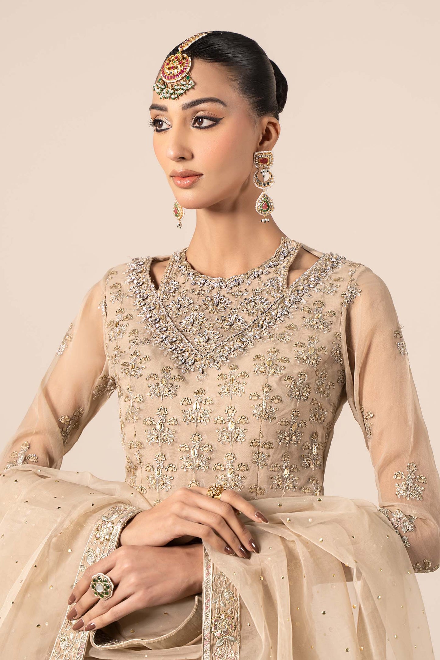 Maira B | Ready to Wear | SF-EF25-55 Beige by Maria Faisal - Registered Vendor of : Maria B - type : Wedding Dress - 100% original wedding dresses