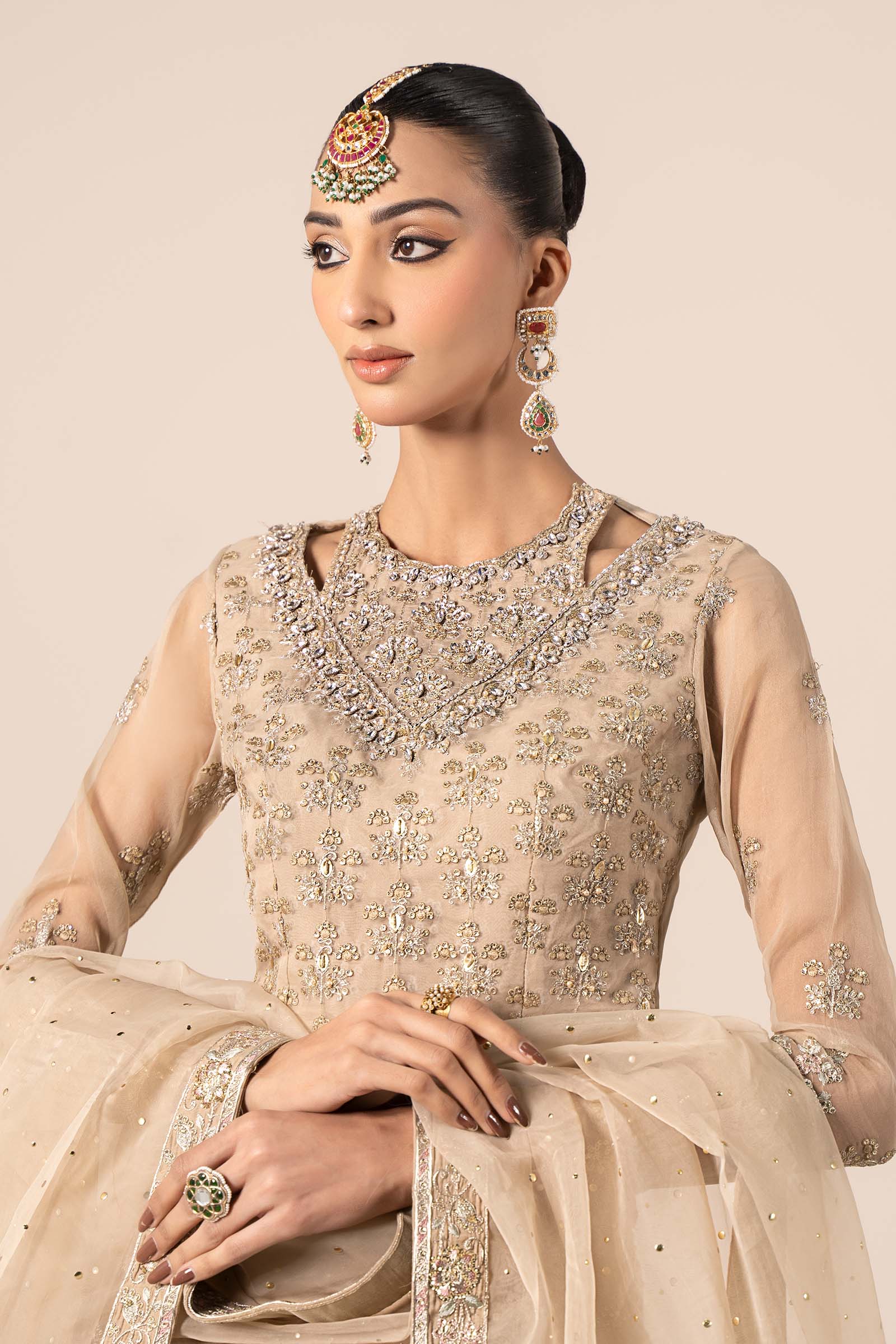 Maira B | Ready to Wear | SF-EF25-55 Beige by Maria Faisal - Registered Vendor of : Maria B - type : Wedding Dress - 100% original wedding dresses