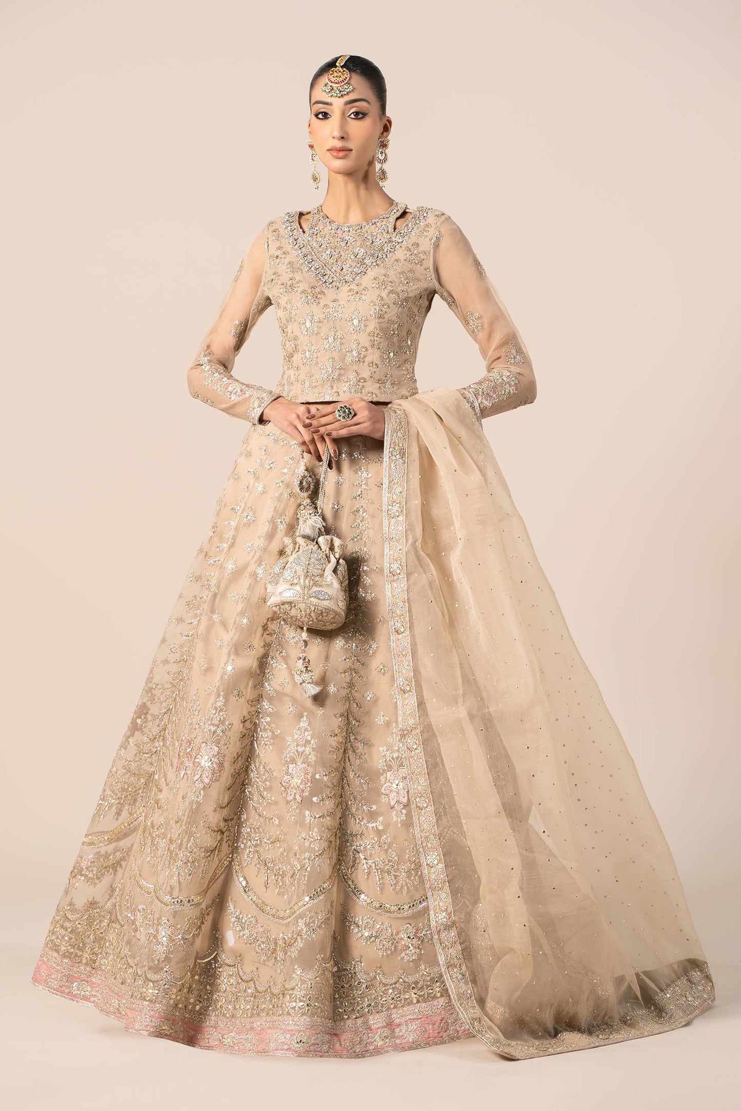 Maira B | Ready to Wear | SF-EF25-55 Beige by Maria Faisal - Registered Vendor of : Maria B - type : Wedding Dress - 100% original wedding dresses
