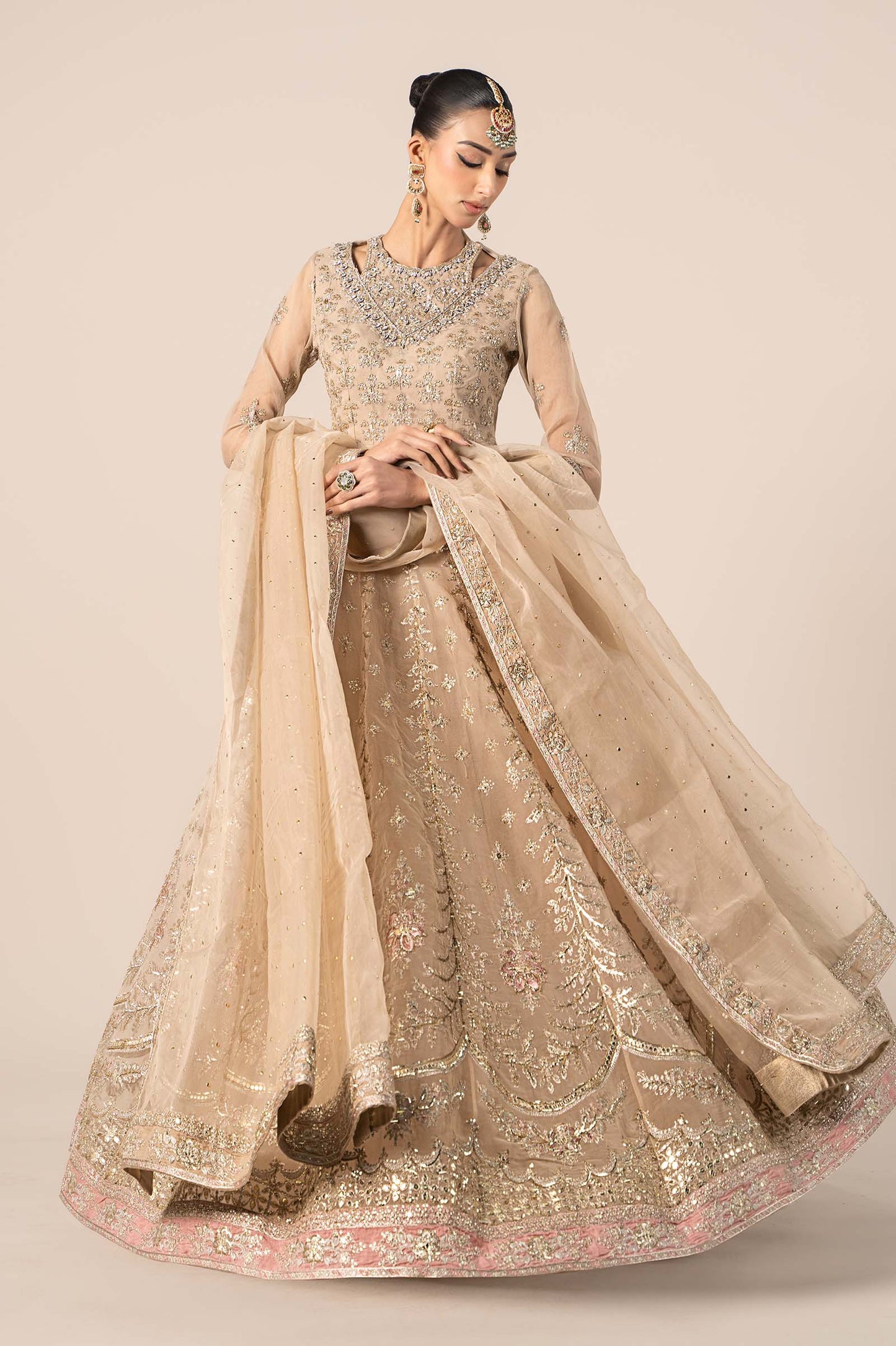 Maira B | Ready to Wear | SF-EF25-55 Beige by Maria Faisal - Registered Vendor of : Maria B - type : Wedding Dress - 100% original wedding dresses