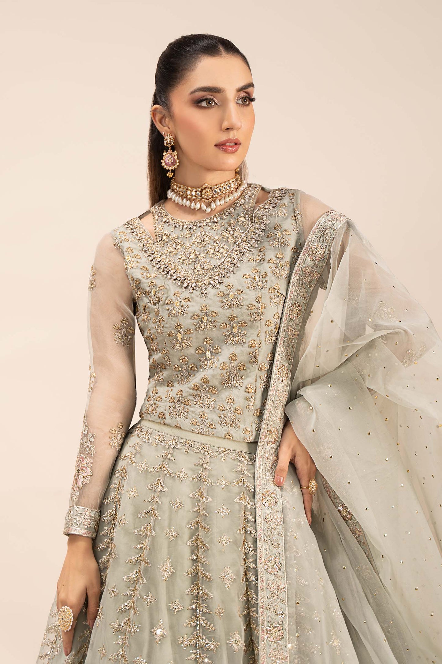 Maira B | Ready to Wear | SF-EF25-55 Ice Blue by Maria Faisal - Registered Vendor of : Maria B - type : Wedding Dress - 100% original wedding dresses