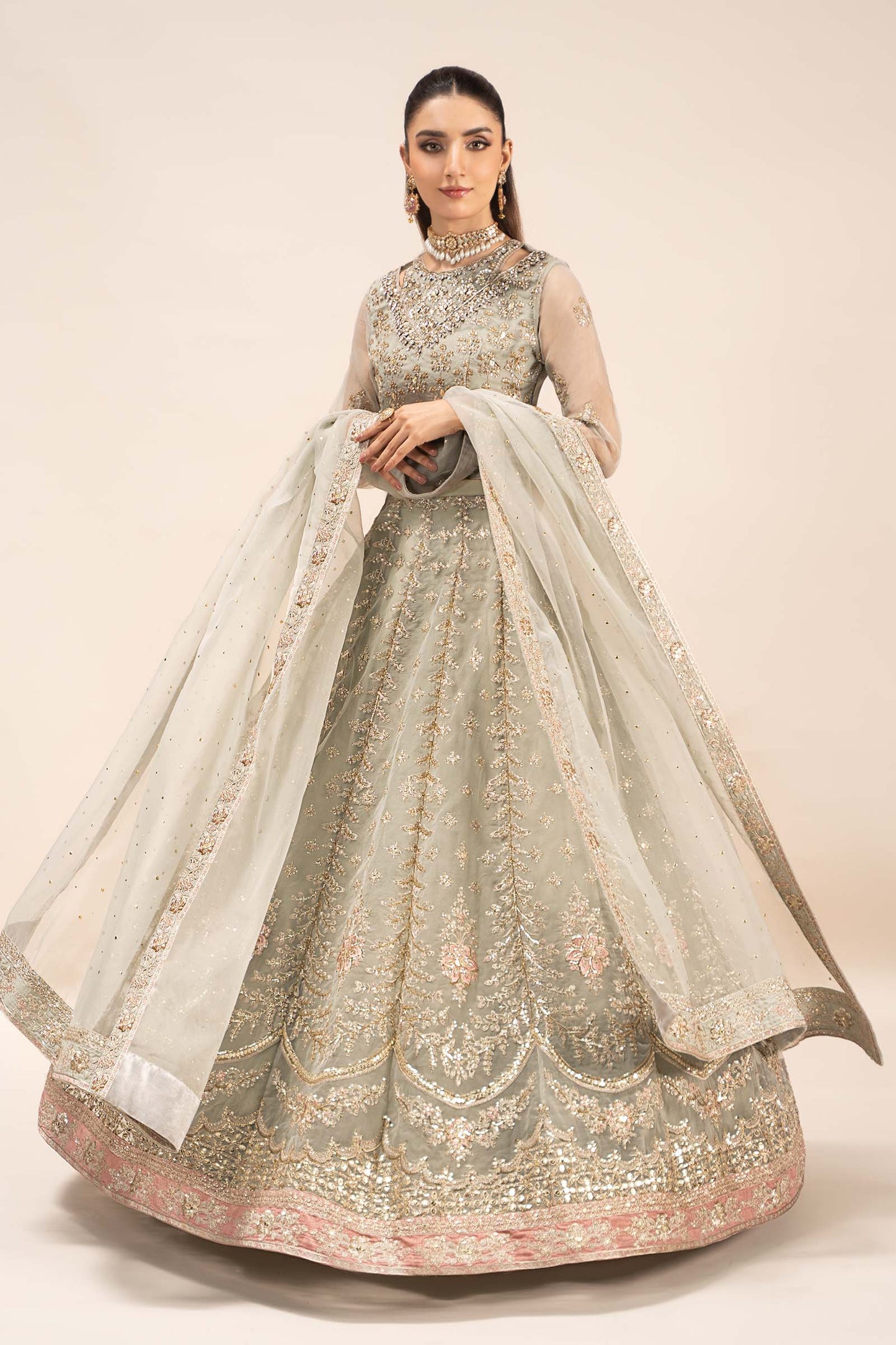 Maira B | Ready to Wear | SF-EF25-55 Ice Blue by Maria Faisal - Registered Vendor of : Maria B - type : Wedding Dress - 100% original wedding dresses