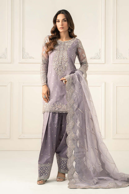 Maria B | Luxury Formals | SF-EF25-60R1-Lilac - Formal Dress - available at Maria Faisal in UK and USA.
