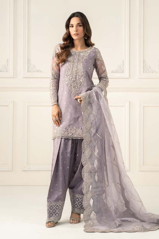 Maria B | Luxury Formals | SF-EF25-60R1-Lilac - Formal Dress - available at Maria Faisal in UK and USA.