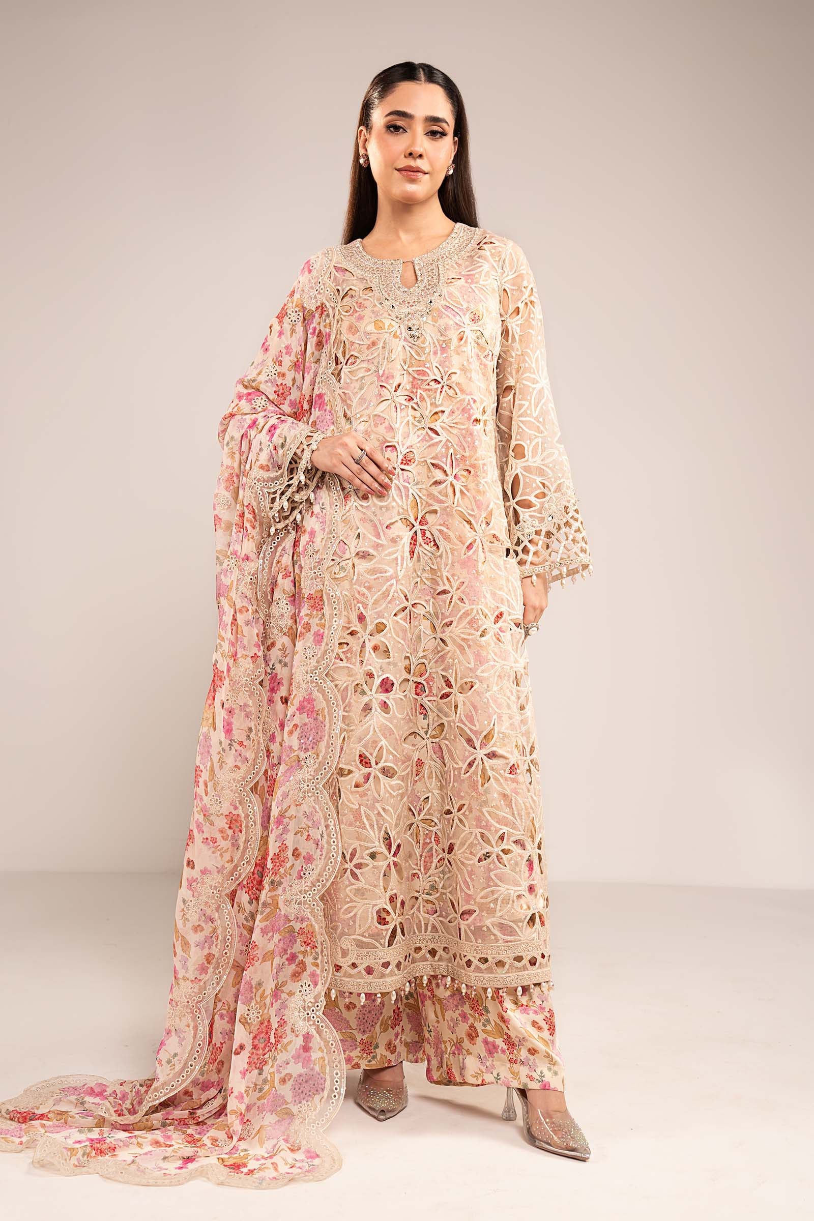 Maria B | Eid Collection 2026 | Sf-Ef26-03-Off White - Luxury Dress - available at Maria Faisal in UK and USA.