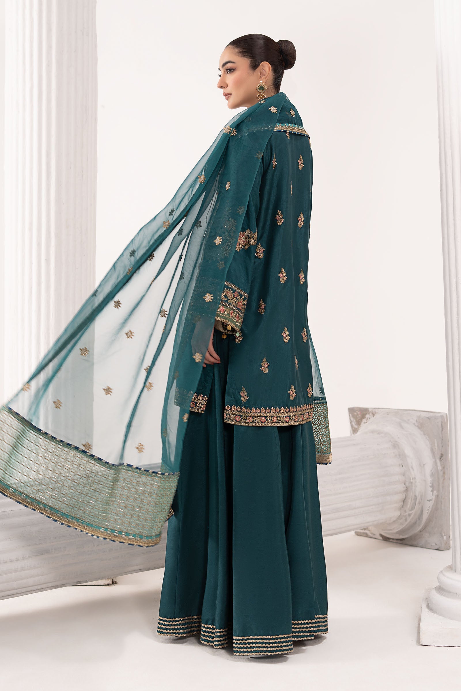 Maria B | Eid Collection 2026 | Sf-Ef26-07 Teal - Luxury Dress - available at Maria Faisal in UK and USA.