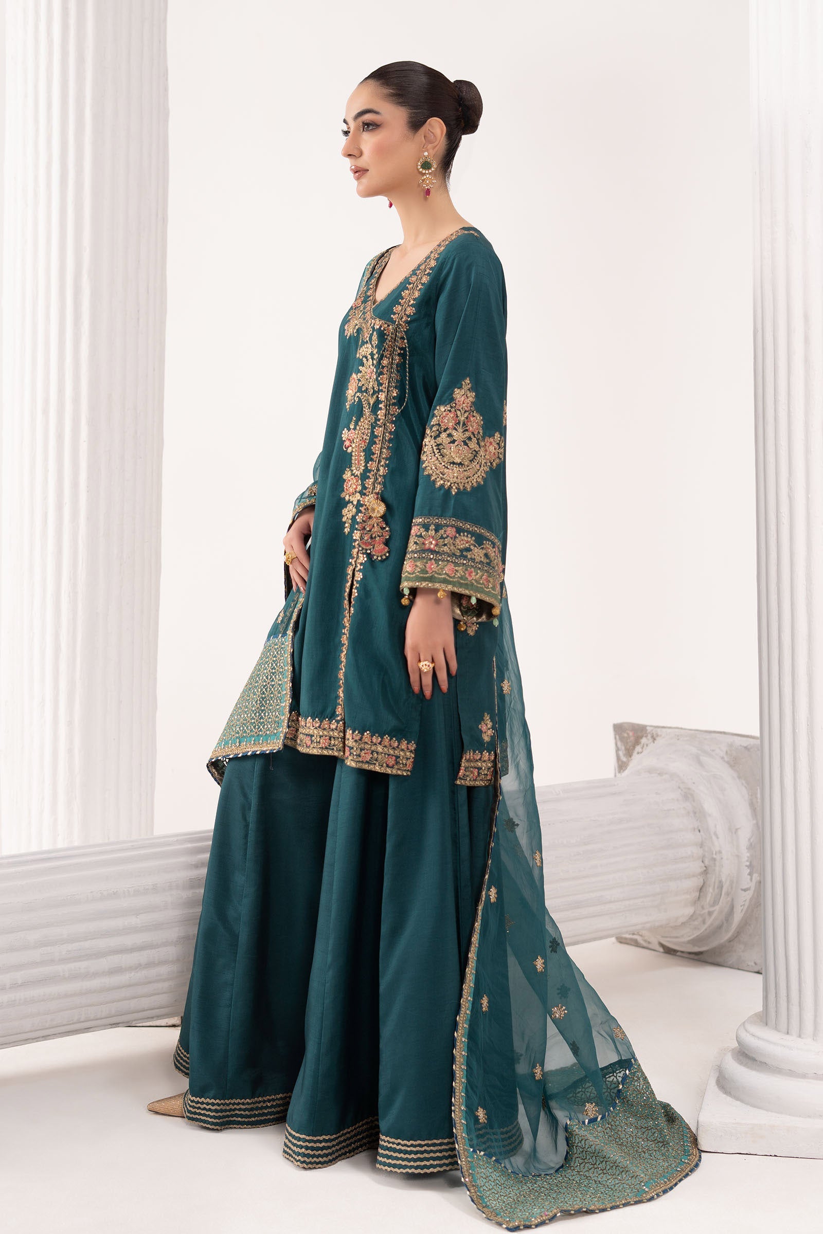 Maria B | Eid Collection 2026 | Sf-Ef26-07 Teal - Luxury Dress - available at Maria Faisal in UK and USA.