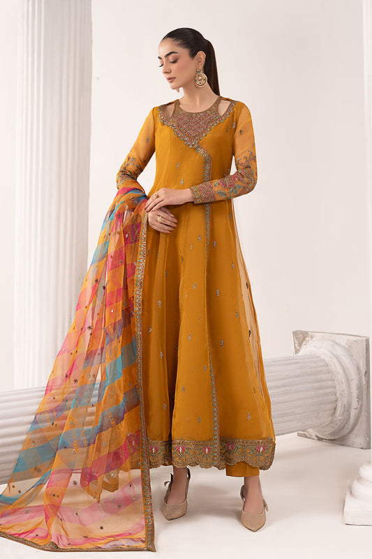 Maria B | Eid Collection 2026 | Sf-Ef26-08 Mustard - Luxury Dress - available at Maria Faisal in UK and USA.