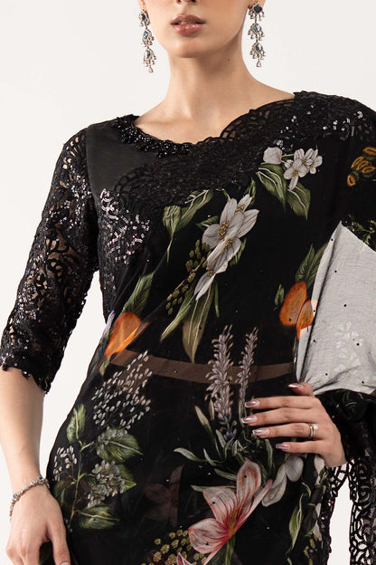Maria B | Luxury Formals | SF-EF26-09-Black - Formal Dress - available at Maria Faisal in UK and USA.