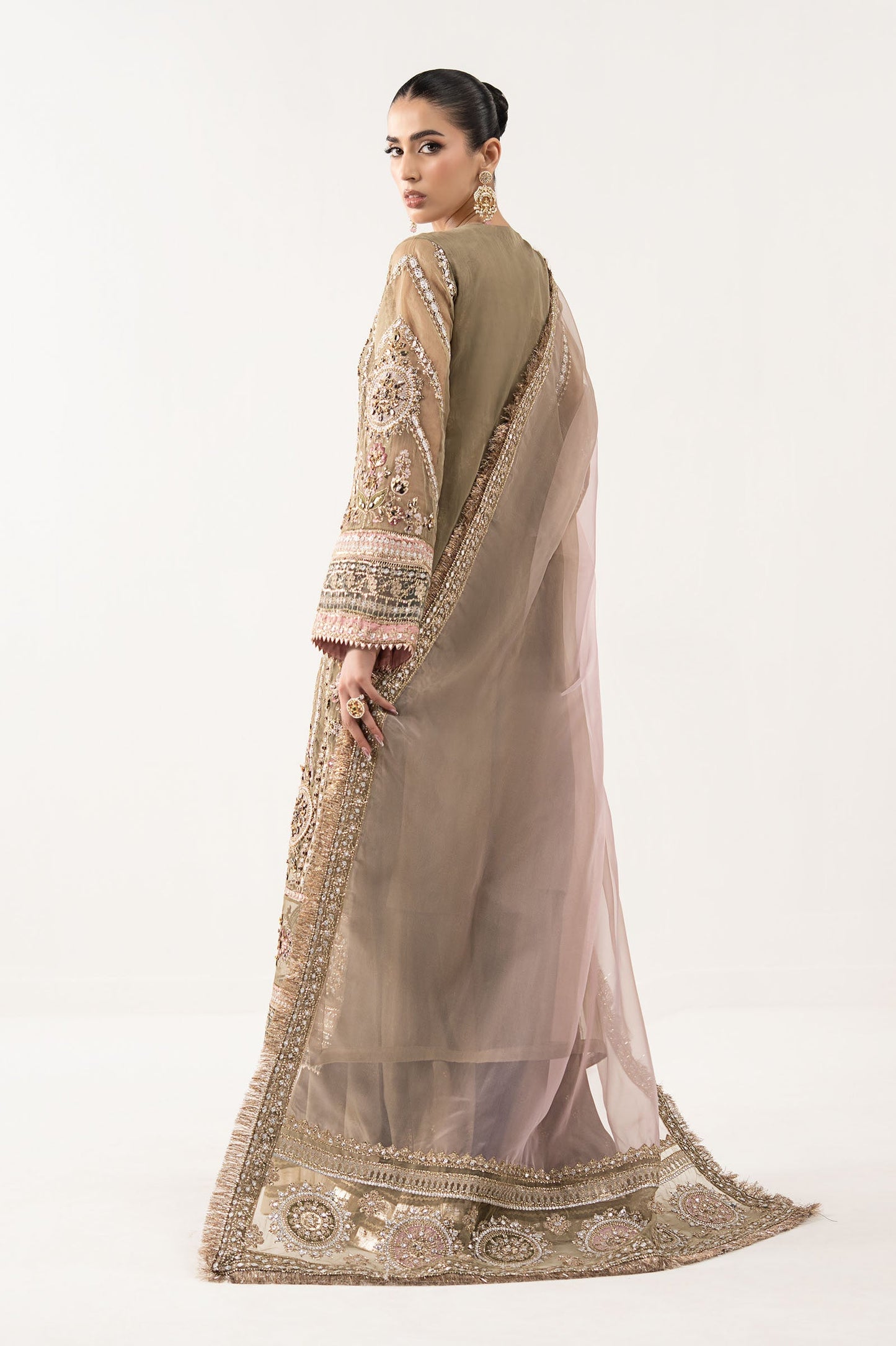 Maria B | Luxury Formals | SF-EF26-10-Coffee - Formal Dress - available at Maria Faisal in UK and USA.