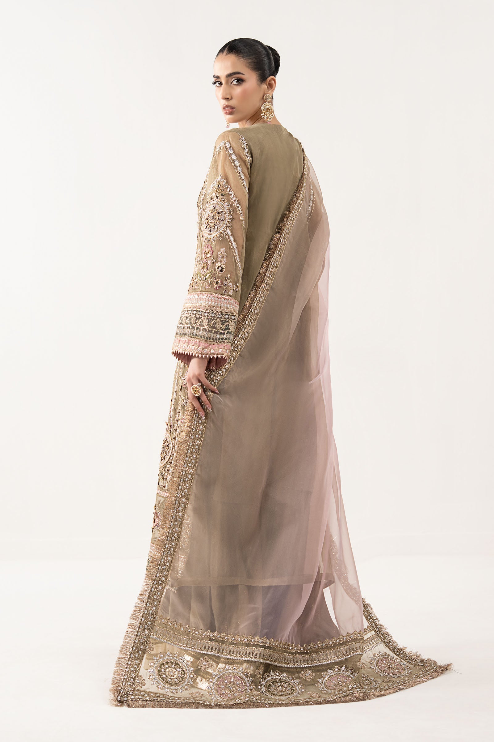 Maria B | Luxury Formals | SF-EF26-10-Coffee - Formal Dress - available at Maria Faisal in UK and USA.