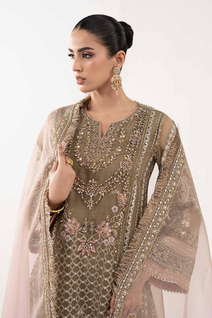 Maria B | Luxury Formals | SF-EF26-10-Coffee - Formal Dress - available at Maria Faisal in UK and USA.