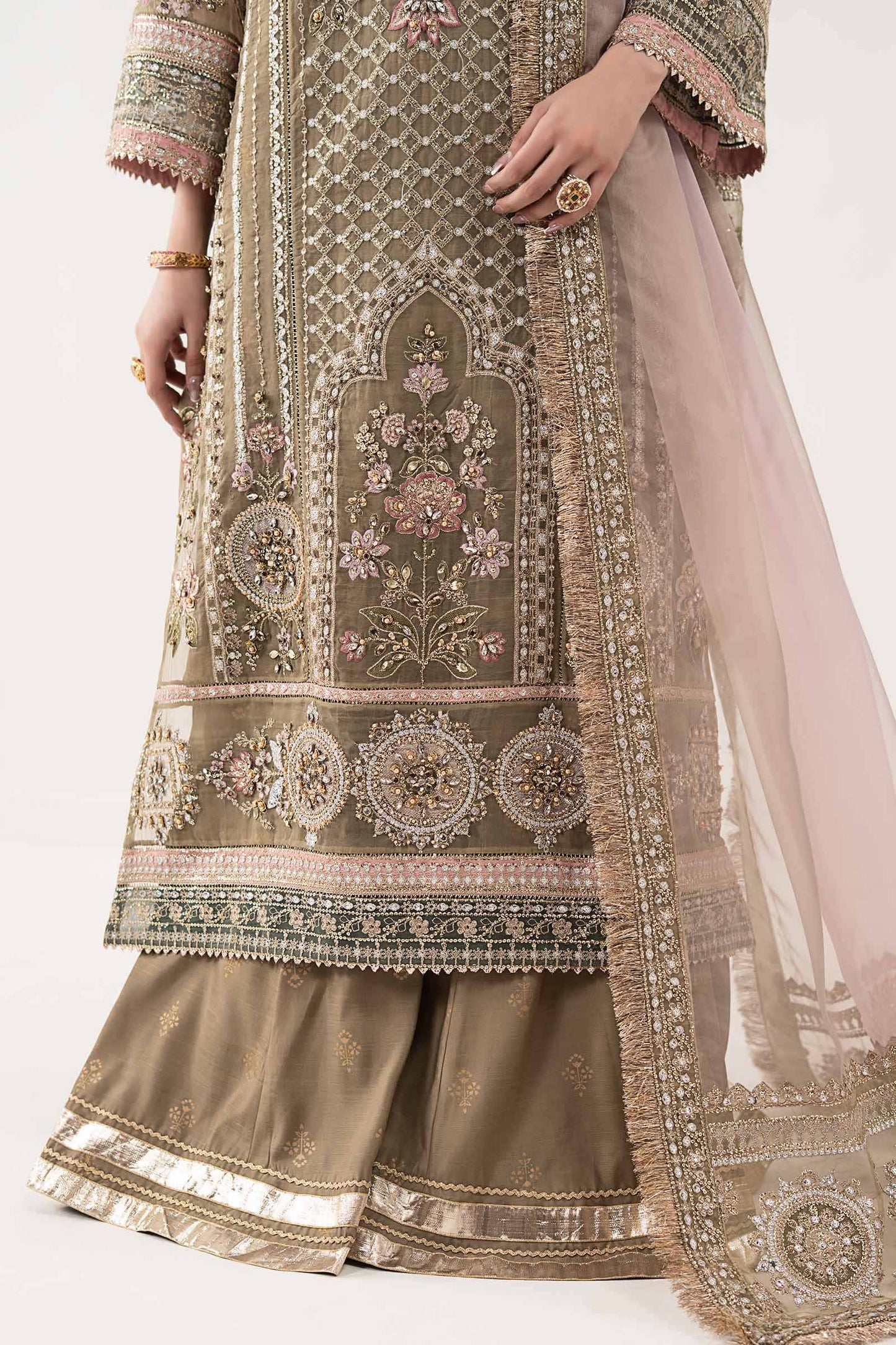 Maria B | Luxury Formals | SF-EF26-10-Coffee - Formal Dress - available at Maria Faisal in UK and USA.