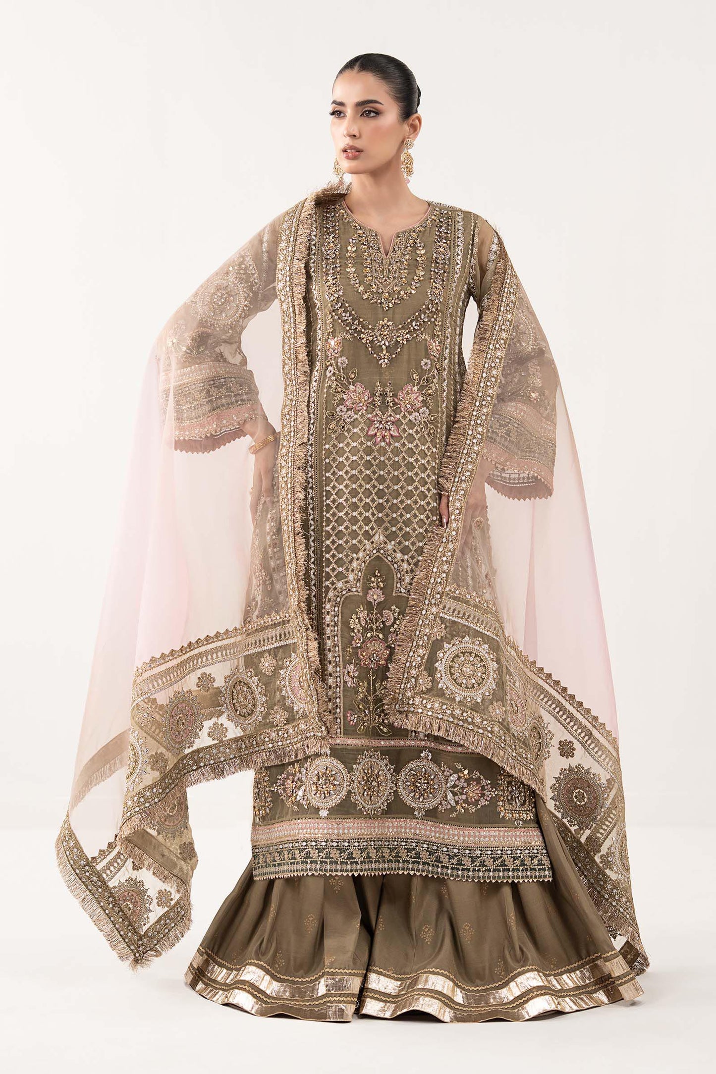 Maria B | Luxury Formals | SF-EF26-10-Coffee - Formal Dress - available at Maria Faisal in UK and USA.